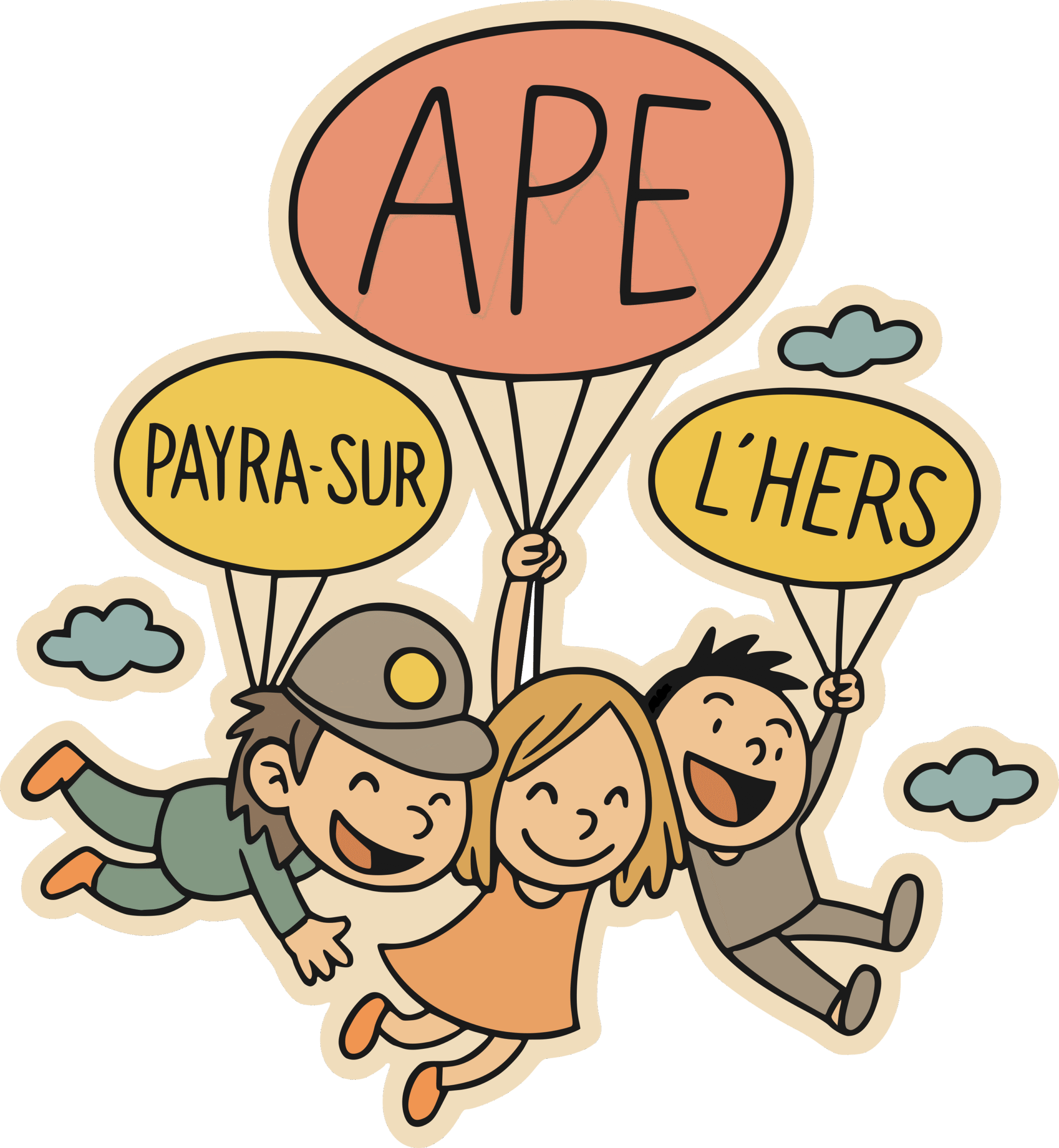 Les 3 enfants de l'APE Payra tenant leurs ballons APE, PAYRA-SUR, L'HERS
